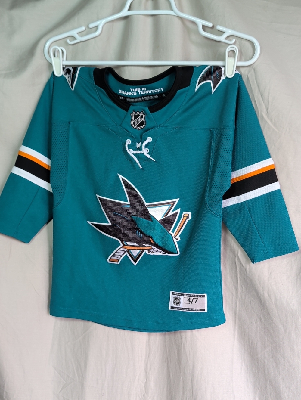 NHL San Jose Sharks Kids Teal Hockey Jersey with Logo Fan Wear